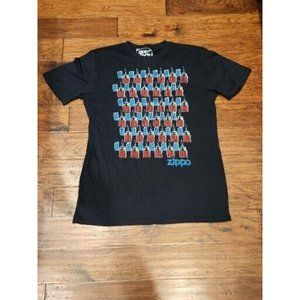 Zippo Lighter Patriotic American Flag Theme Graphics Mens Black Shirt 2XL